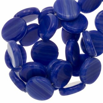 Glaskraal rond plat royal blue