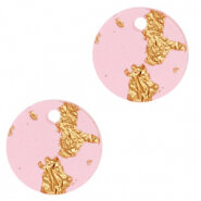 Resin hangertje rond 12mm, pink gold 