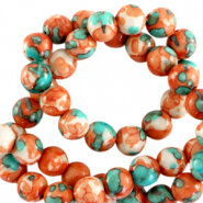 Jade orange turquoise 6mm