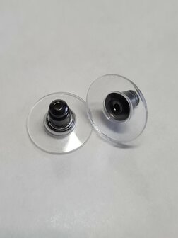 Rubber oorbel achterkant schijf black nickel