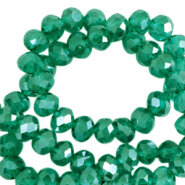 Facetkraal rondel Lake green pearlshine coating 2x3mm