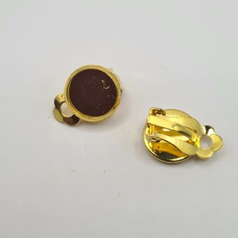 Clip Oorbellen goud&nbsp; Cabochonvakje voor 10mm steen