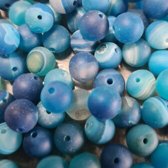 Blauw gem&ecirc;leerde Onyx kralen 8mm