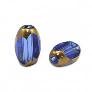 Facetkraal ovaal royal blue goud 5x7mm