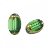 Facetkraal ovaal grass green goud 5x7mm