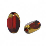 Facetkraal ovaal red transparant goud 5x7mm