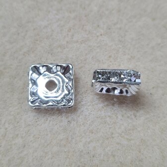 Strass vierkant 10mm zilver