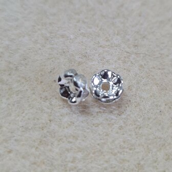 Strass rondelschijf 6mm zilver met schulp