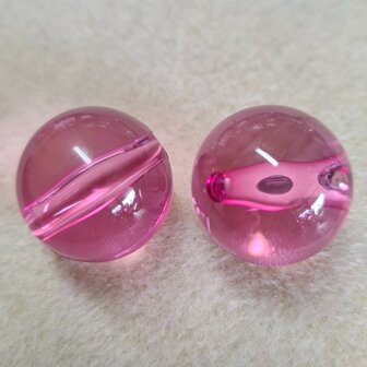 Kraal transparant roze 19.5mm