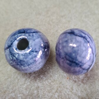 Keramieke kraal ca18mm denim blauw bewerkt