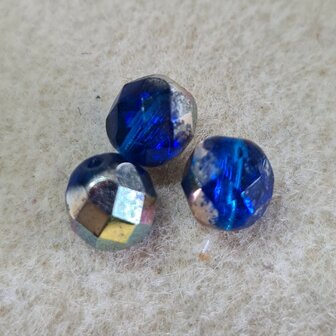 Facetkraal donkerblauw zilver 8x8.5mm