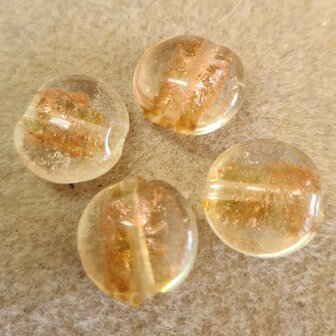 Glaskraal goud transparant 8.5x15.5mm