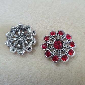 Strass tussenzetsel rond 2 rij AS ​​​​​​​rood strass