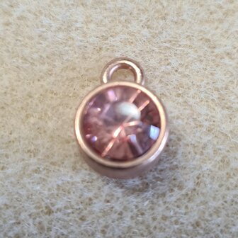 Puntsteen bedeltje roseplated 10x14mm