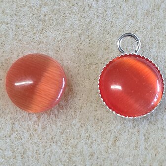 Glas cateye rood cabochon 10mm