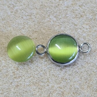 Glas cateye groen cabochon 10mm