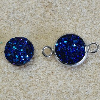 Kunststof Strass inlegsteentje blauw 10mm