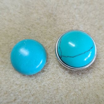 Turquoise Howlite plaksteen white opal rond 15mm 