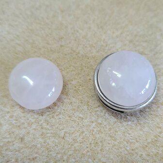 Natuursteen plaksteen/cabochon rond Rose Quartz