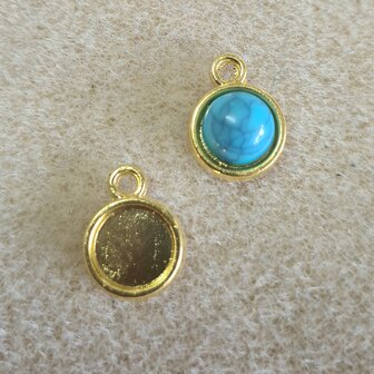 Goldplated bedel/hanger 1 oog voor 8mm cabochon 