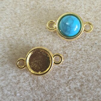 Goldplated bedel/hanger 2 oog voor 8mm cabochon 