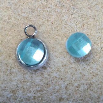 6mm Glas cabochon aqua blue 