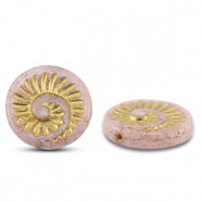 Czech kraal shell fossil mauve pink 18mm