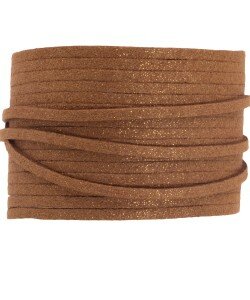 Suede koord glitter camel brown