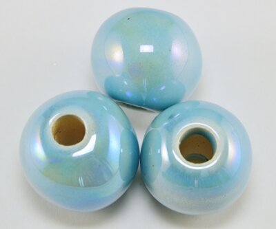 Keramieke kraal 21mm aquamarine luster