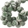 Jasper green spot frosted kraal 8mm