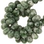 Jasper green spot frosted kraal 6x4mm